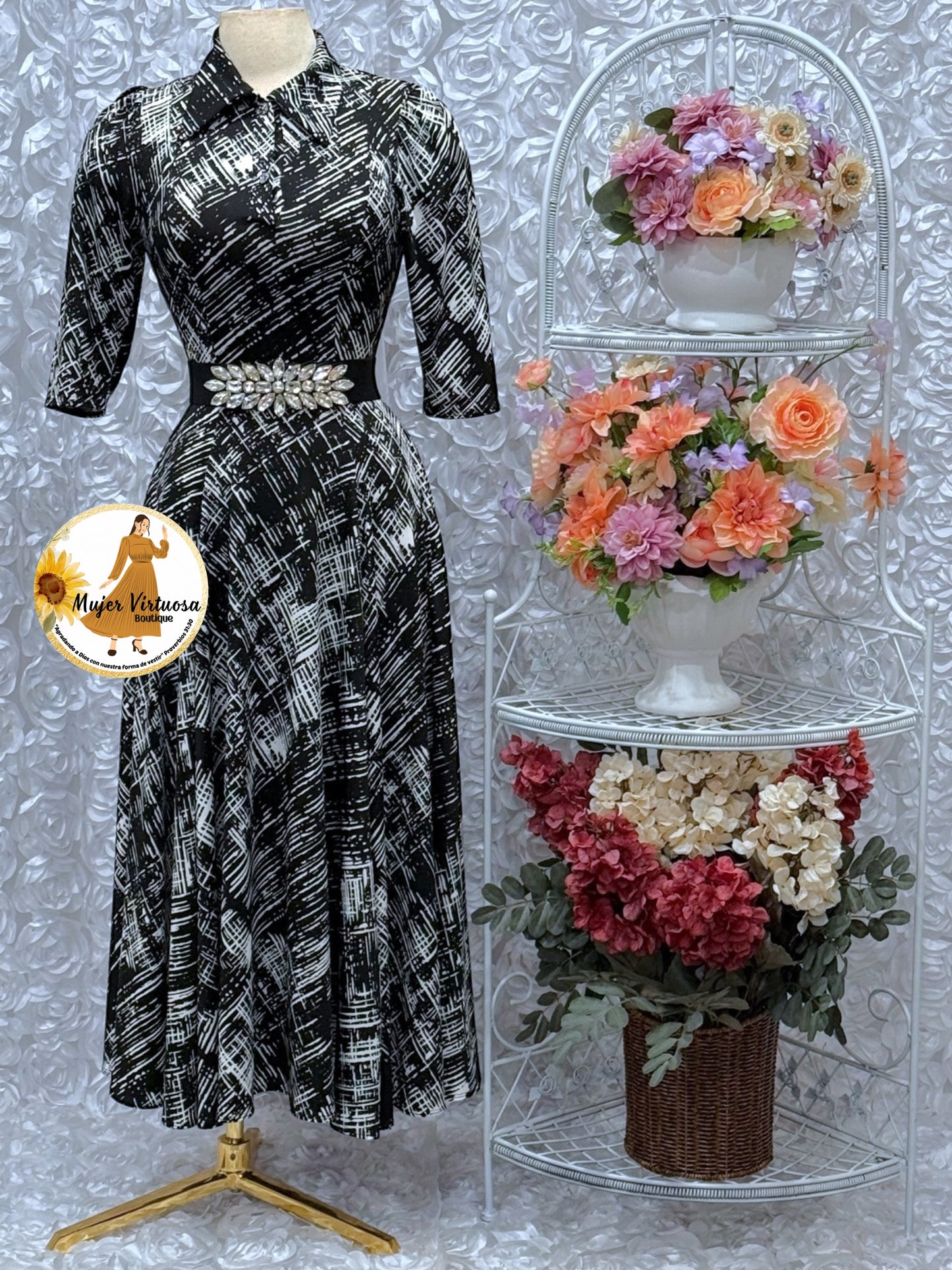 Minerva Black & White Dress