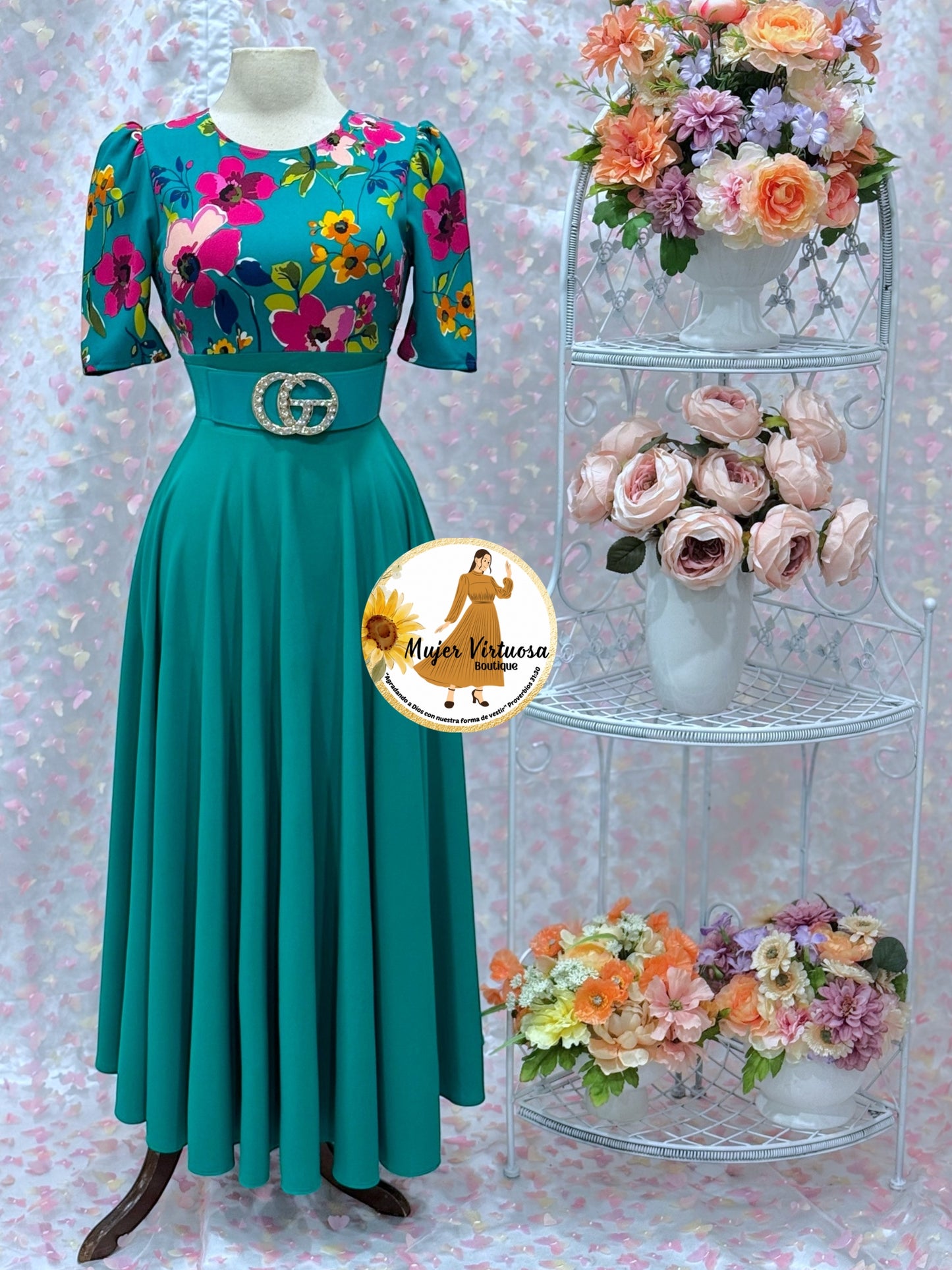 Eliana Turquesa Floral Dress
