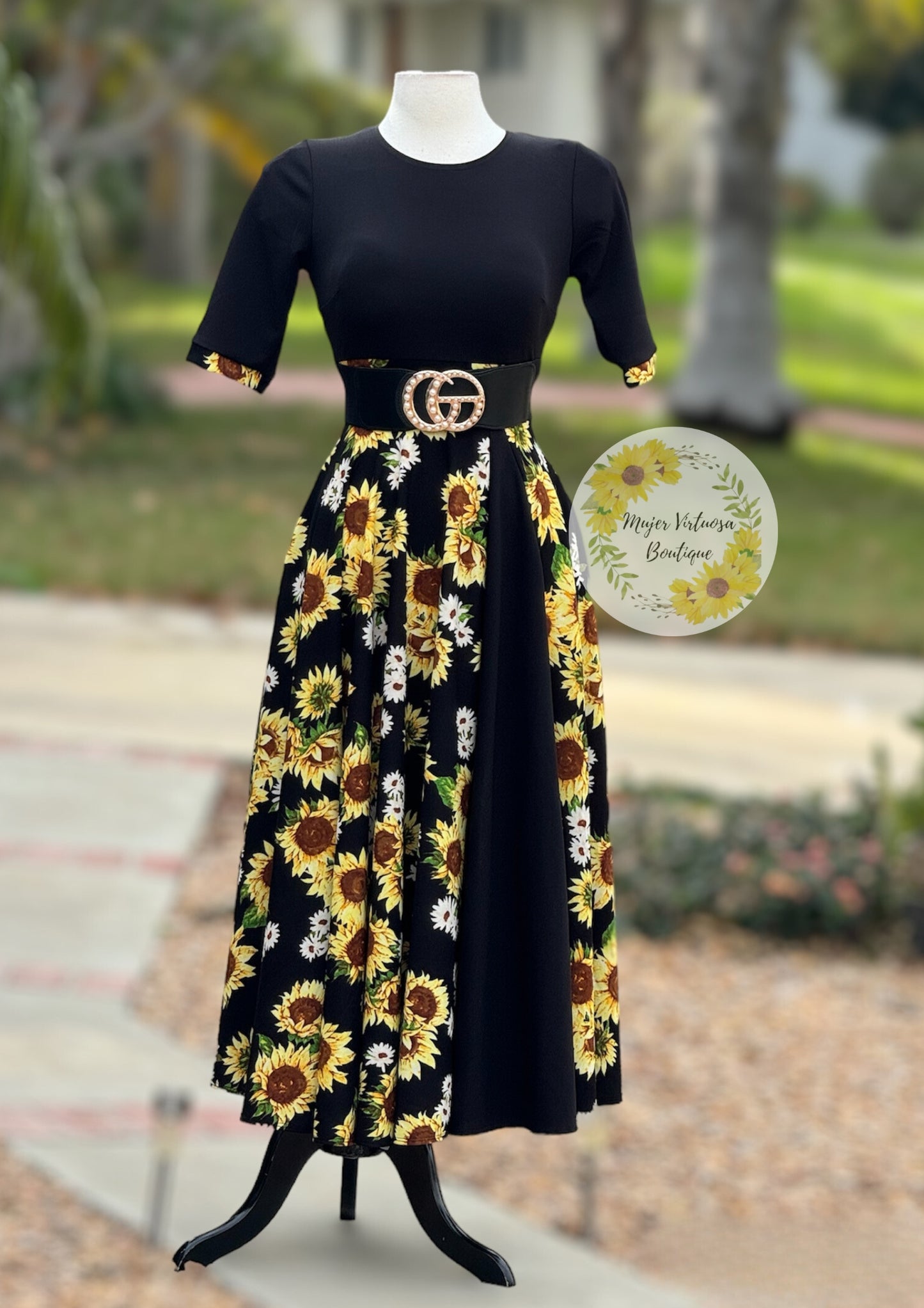 Andrea Black Sunflower 🌻 Dress