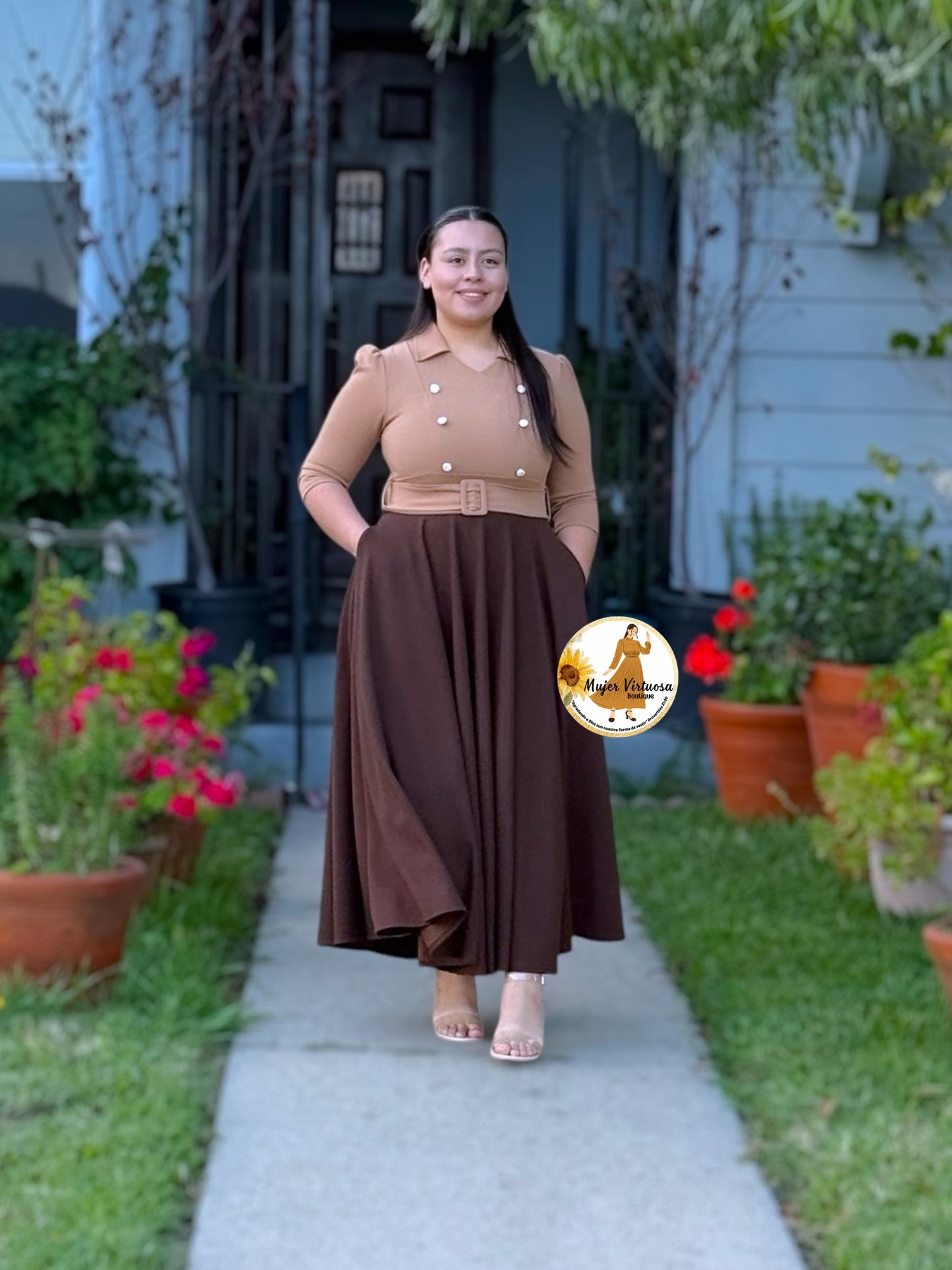 Frida Mocha & Brown Dress