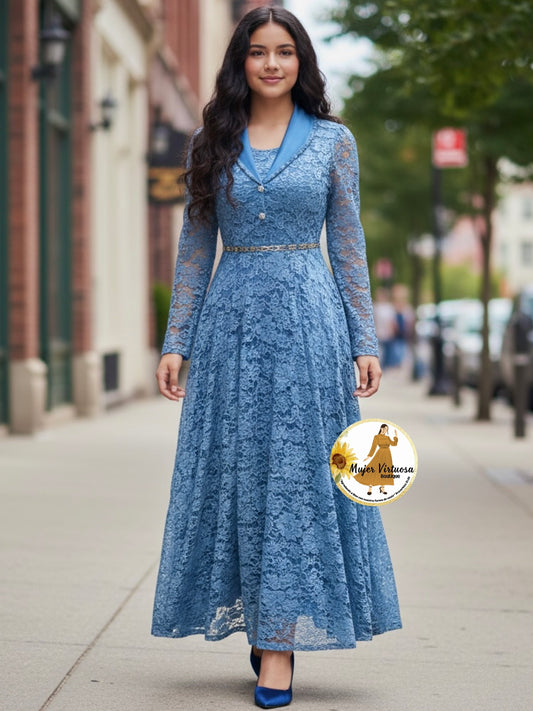 Sully Blue Lace Blazer Dress