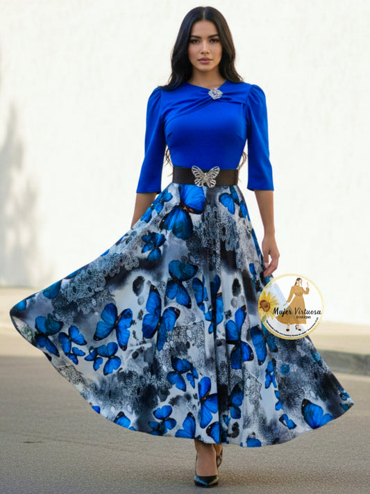 Rosalie Royal Blue Butterflies Dress