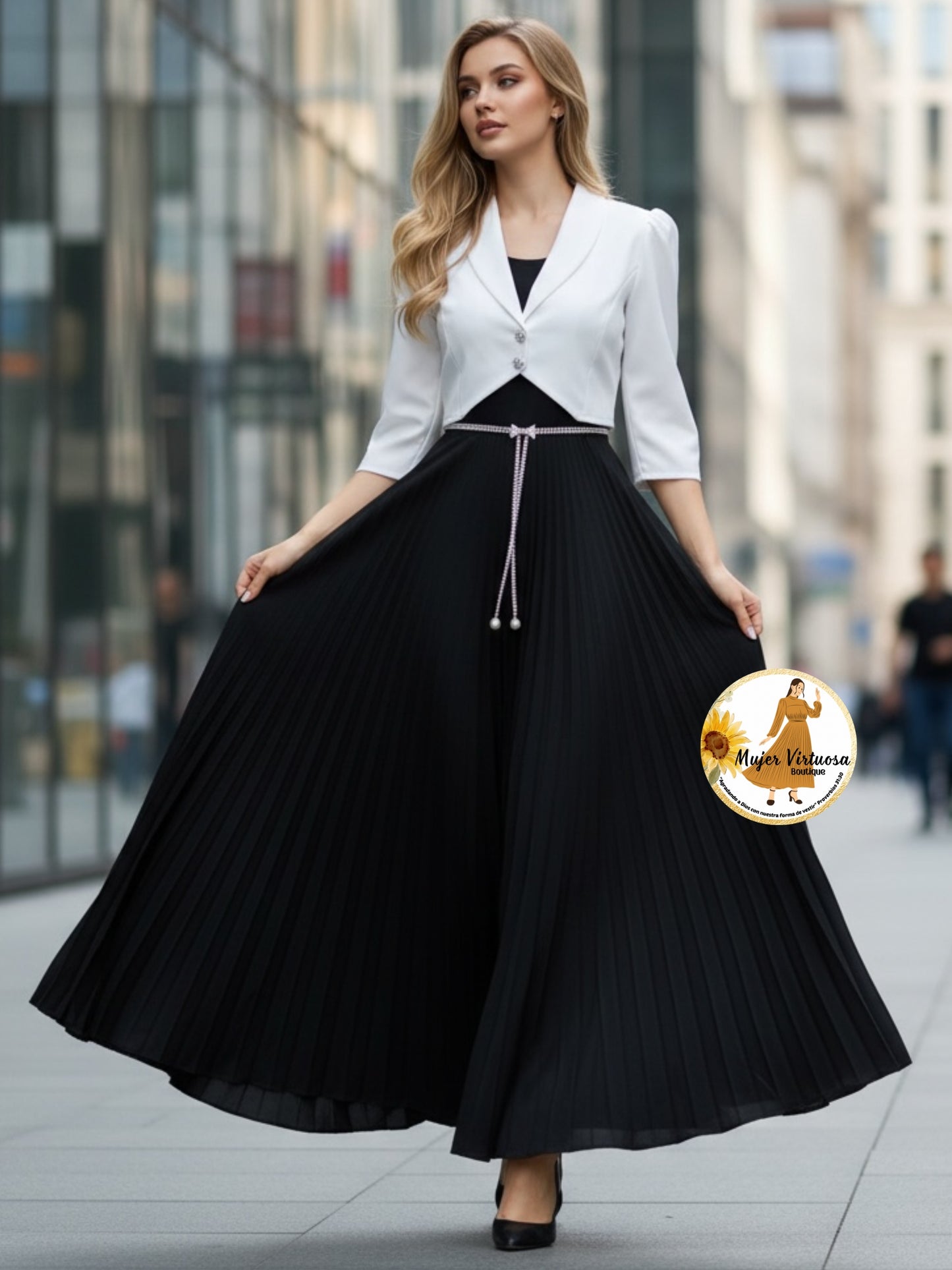 Emely White & Black Dress