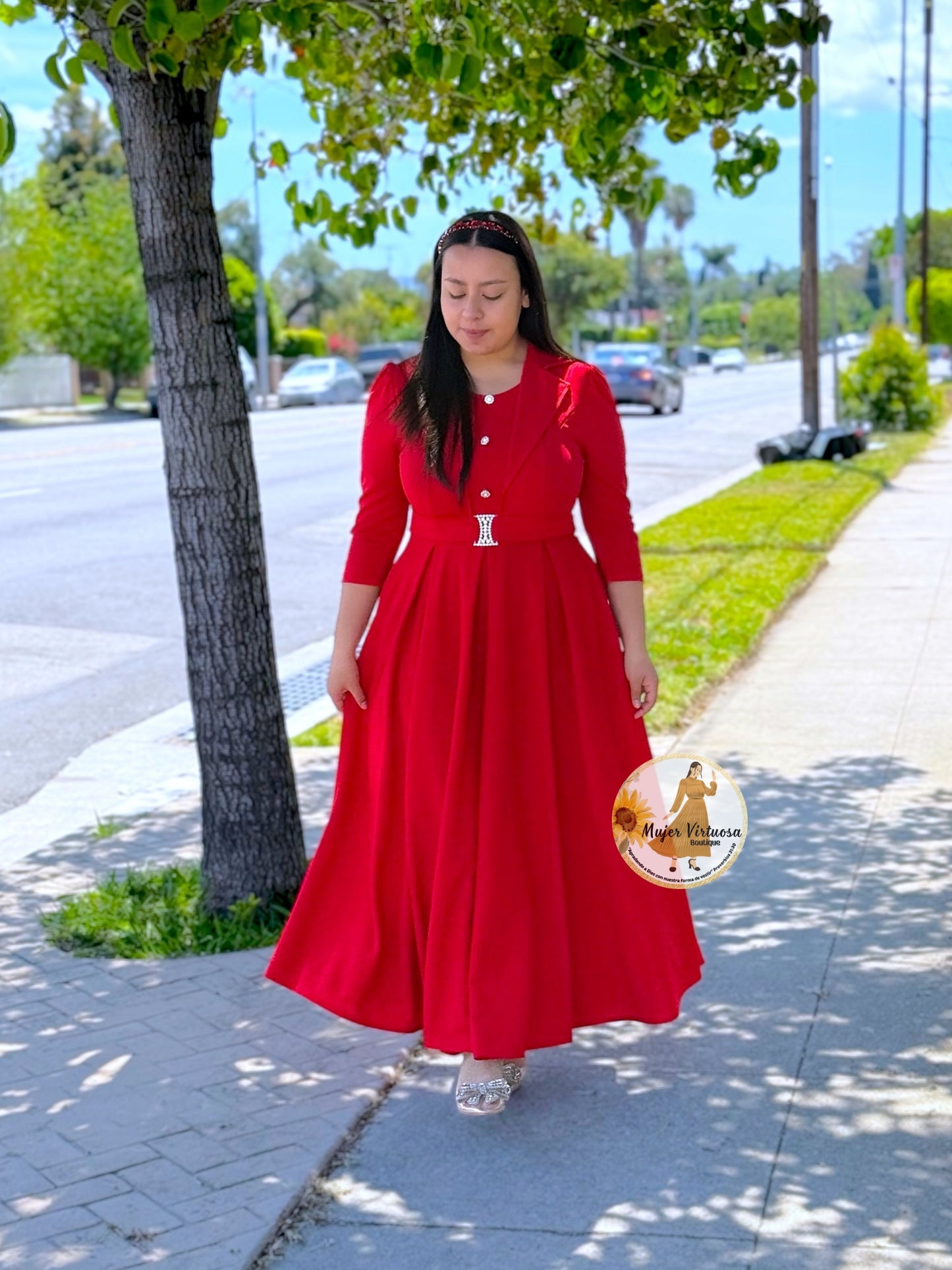 Mariana Red Pleats Dress