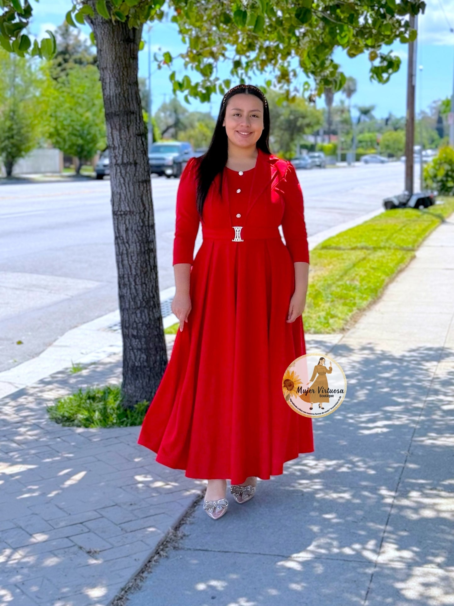 Mariana Red Pleats Dress
