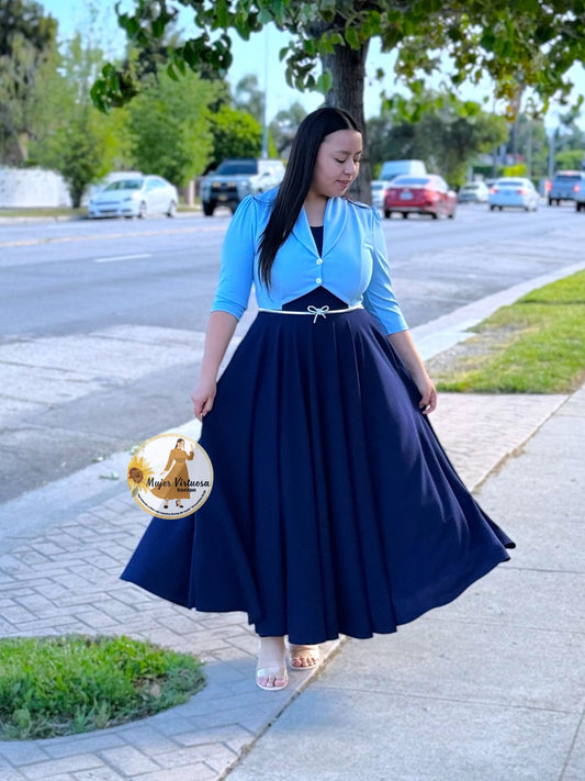 Mily Sky Blue & Navy Dress
