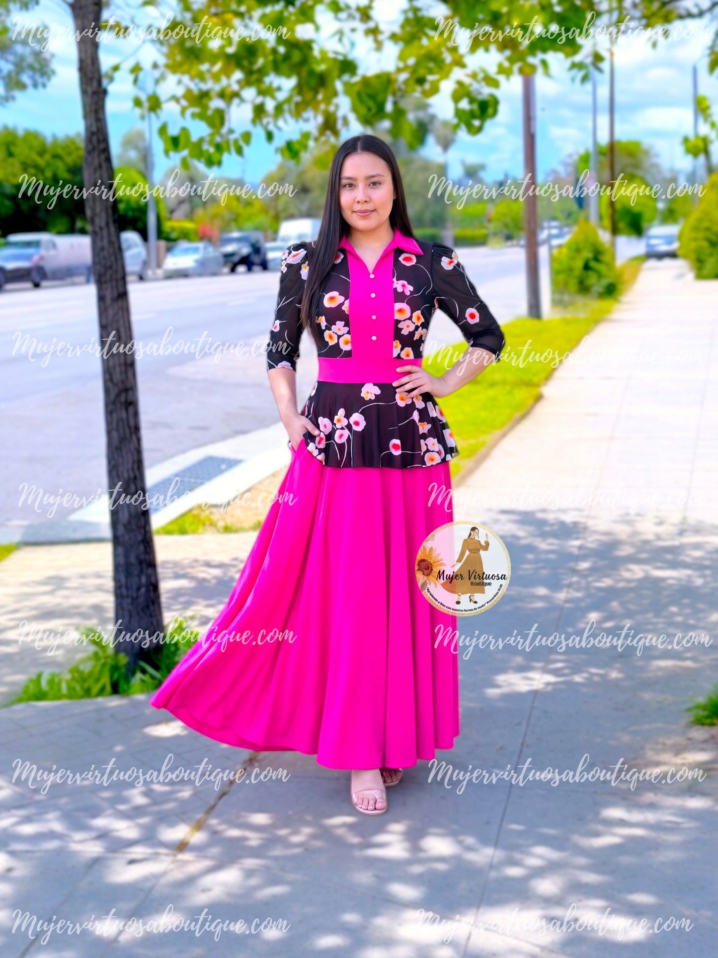 Analy Fucsia Floral Dress