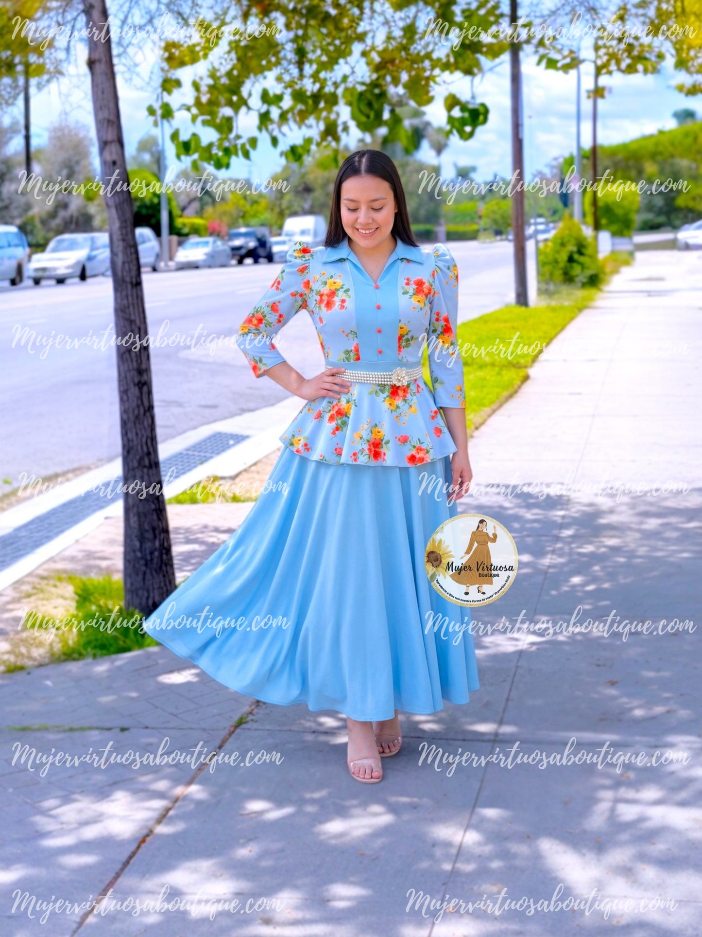 Analy Sky Blue Floral Dress