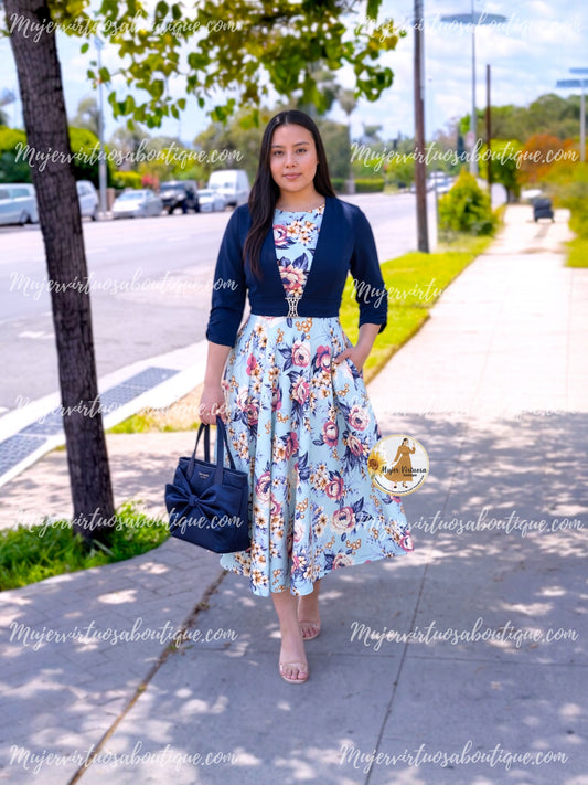 Katia Navy & Blue Midi Dress