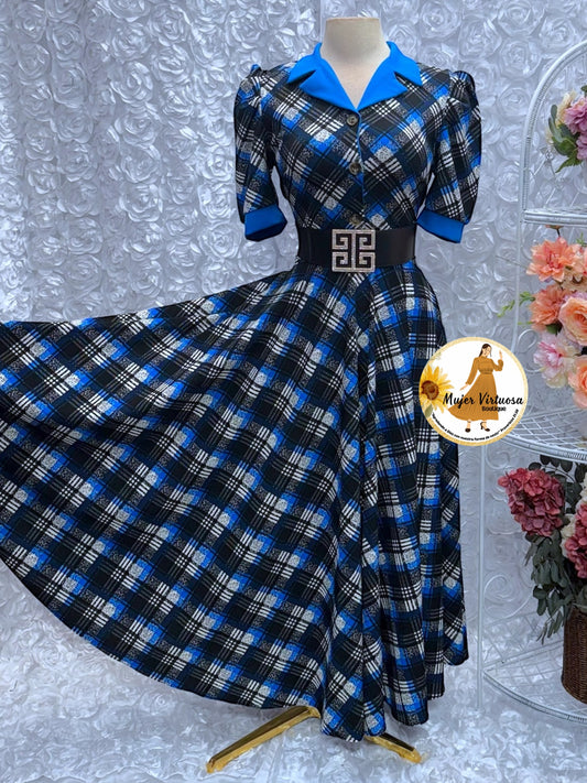 Rachel Blue Plaid Dress