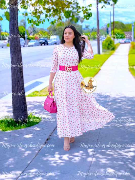 Lucy White & Pink Floral Dress