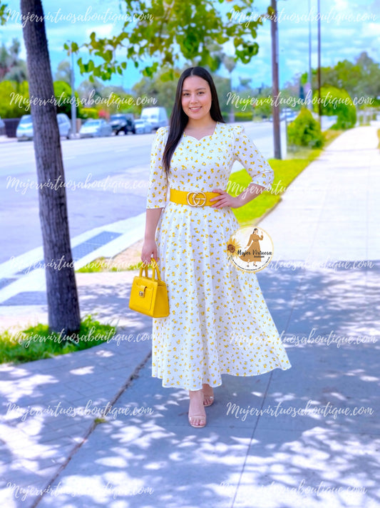 Lucy White & Yellow Floral Dress