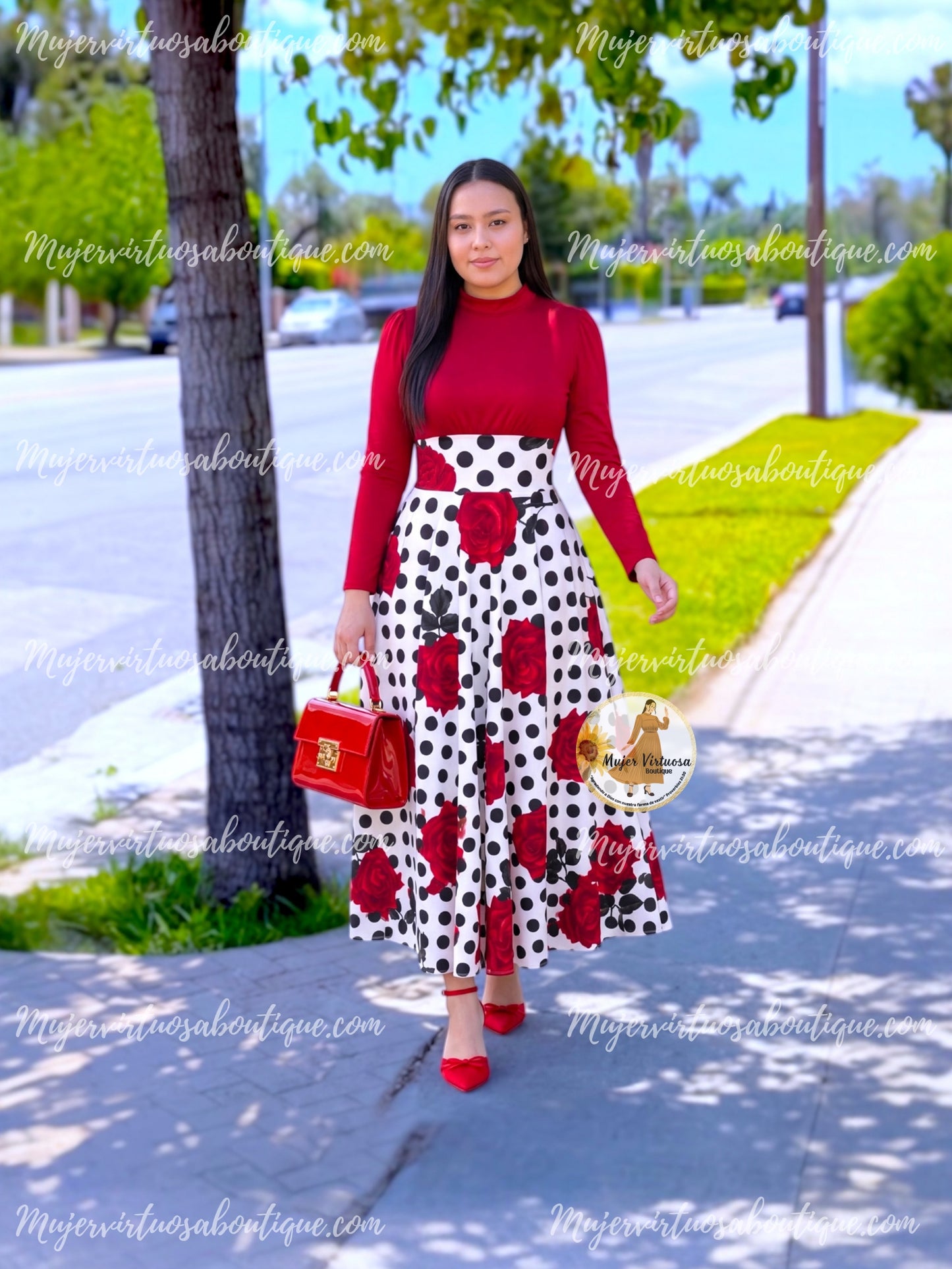 Margaret Red & White Polka Dot Dress
