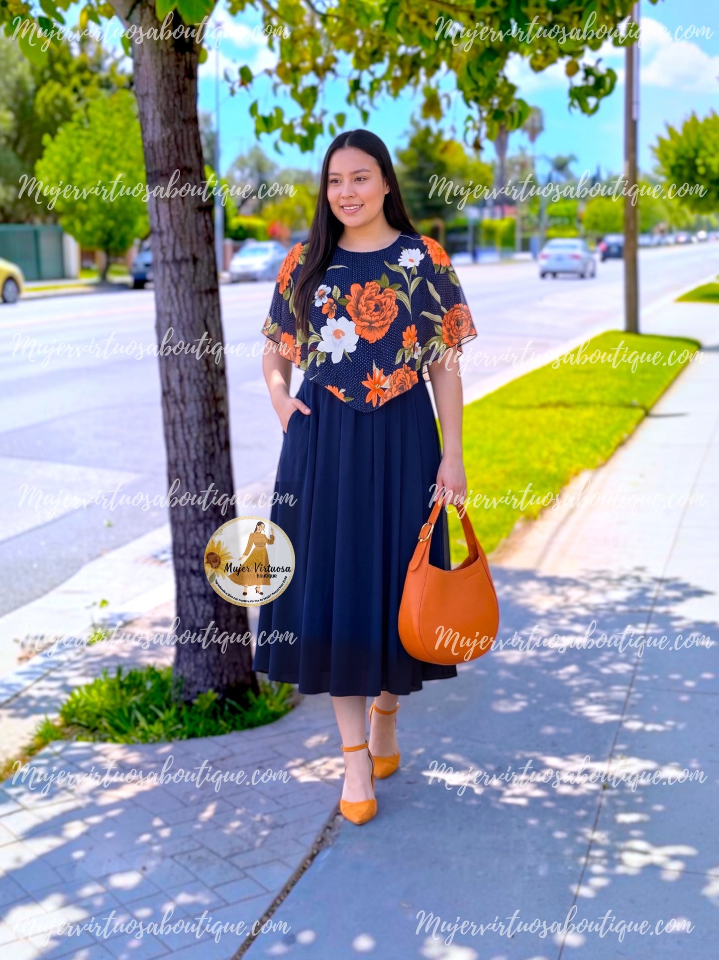 Maribel Black Cape Midi Dress