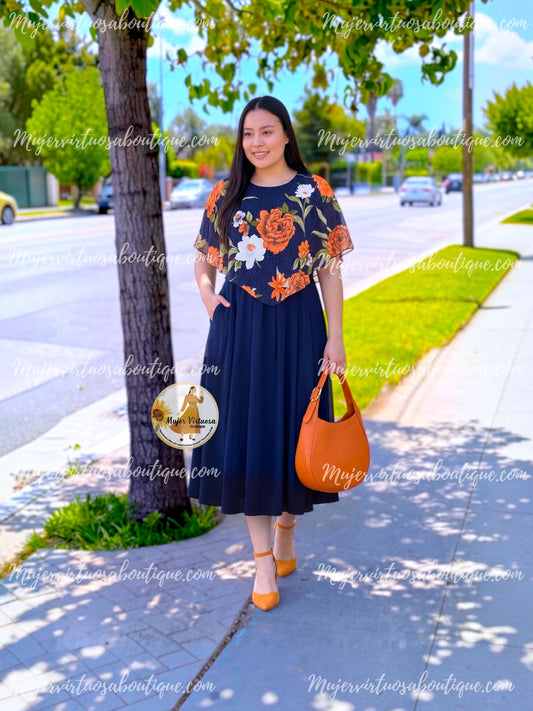 Maribel Black Cape Midi Dress