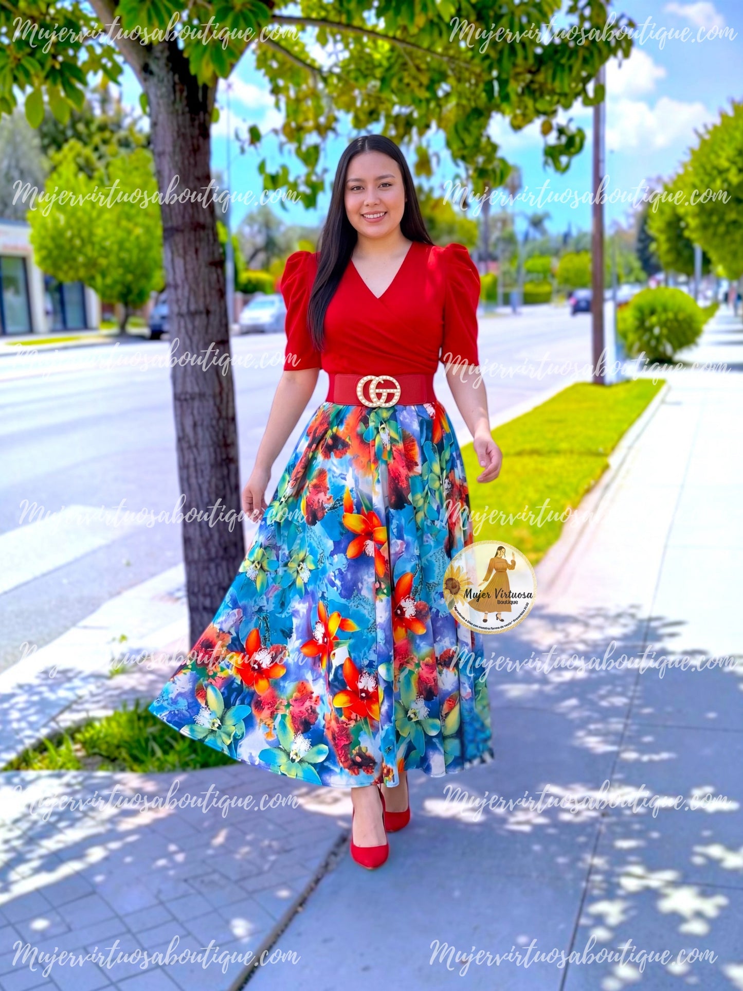 Suri Cognac Floral Dress
