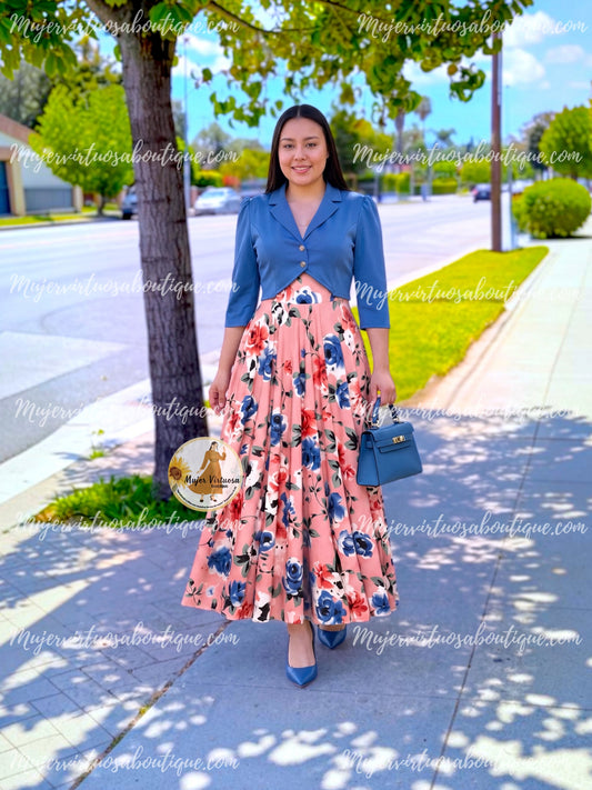 Irina Denim Blue & Pink Dress
