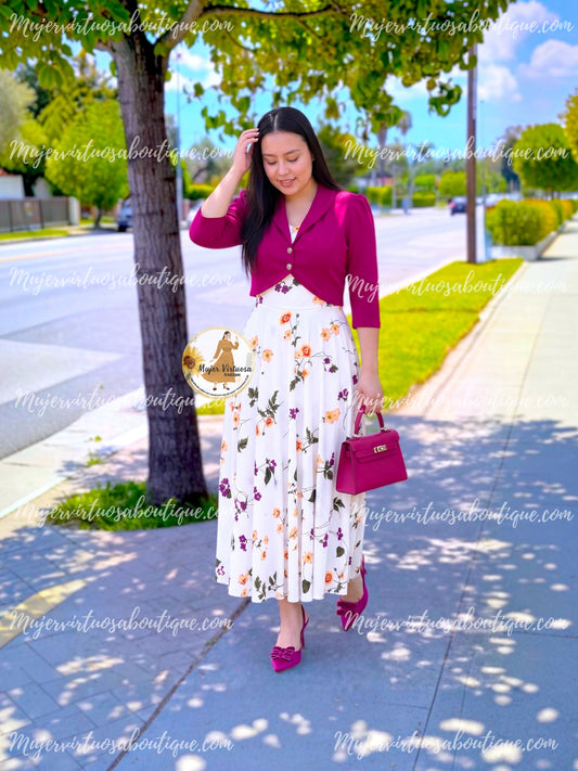 Irina Magenta & White Dress