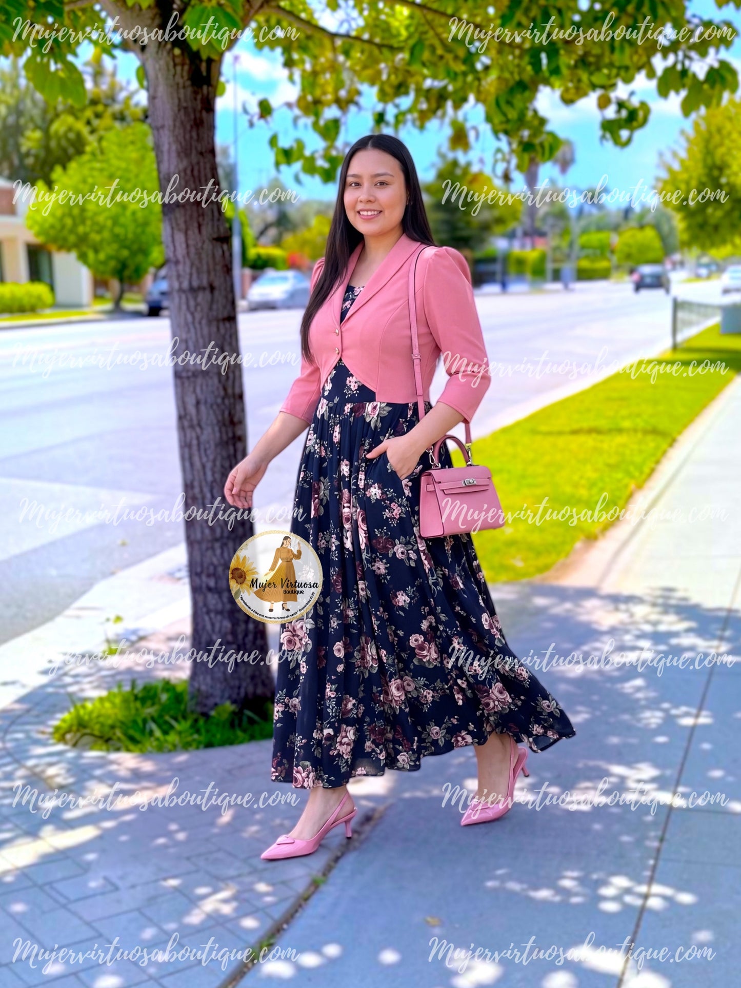 Irina Pink & Navy Dress