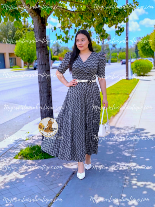 Susan Black & Grey Zigzag Dress