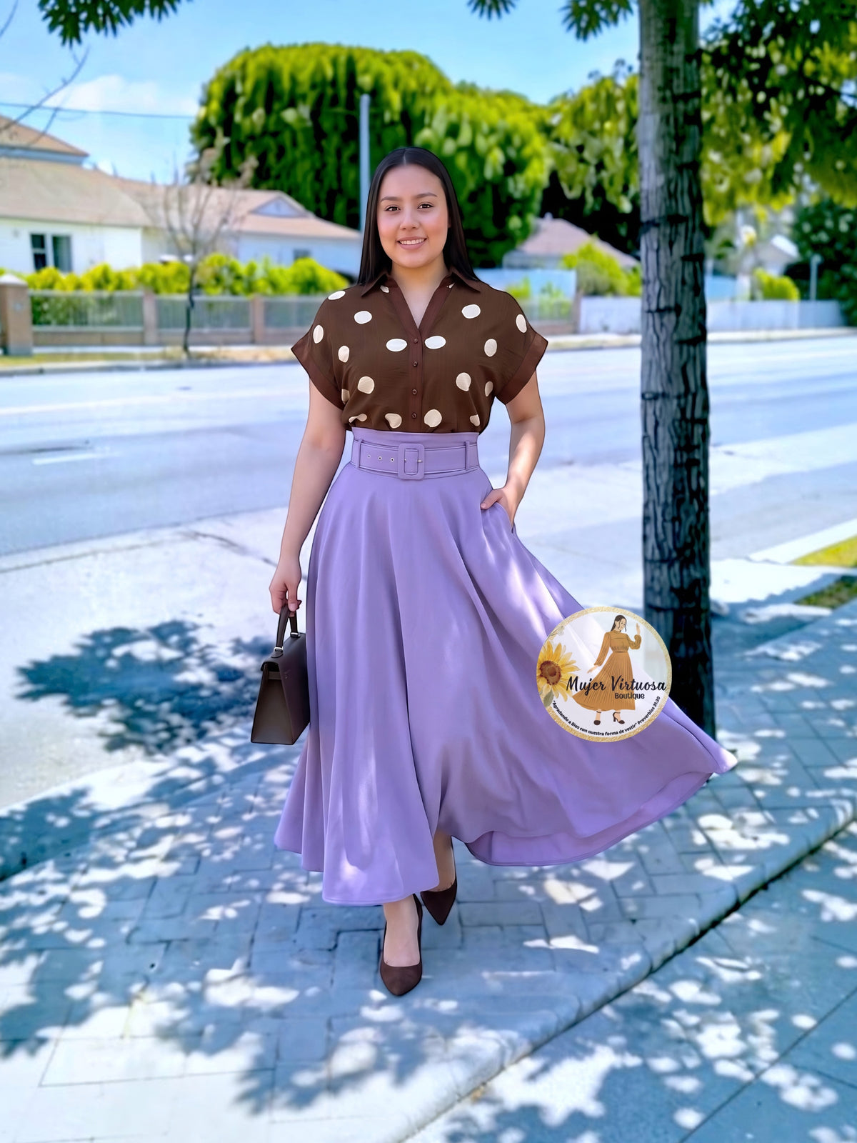 Marina Lilac Belted Skirt