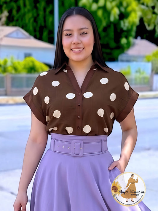 Chocolate Polka Dot Top