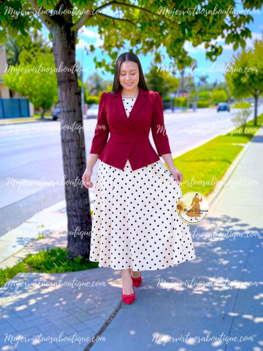 Iris Ruby Red & White Polka Dot Dress