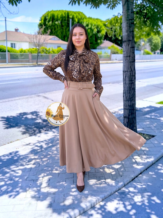 Marina Mocha Belted Skirt