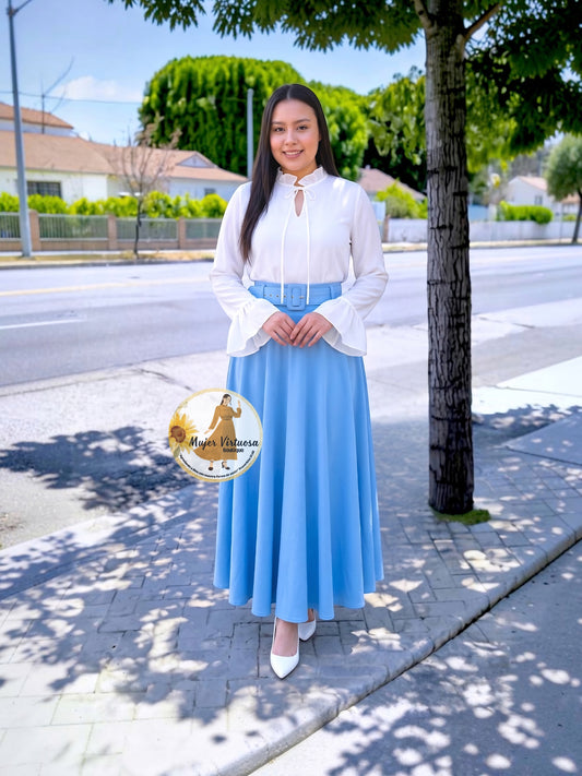 Marina Sky Blue Belted Skirt