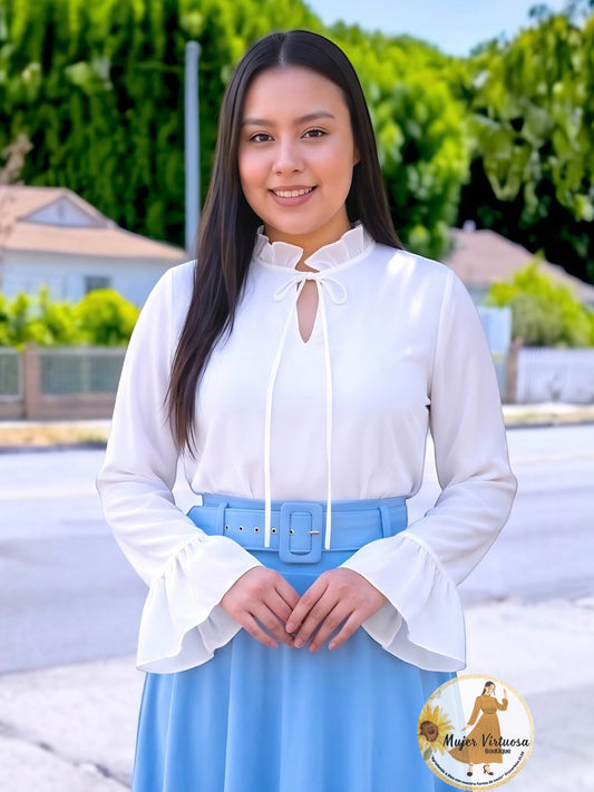 White Blouse with Bell Sleeve