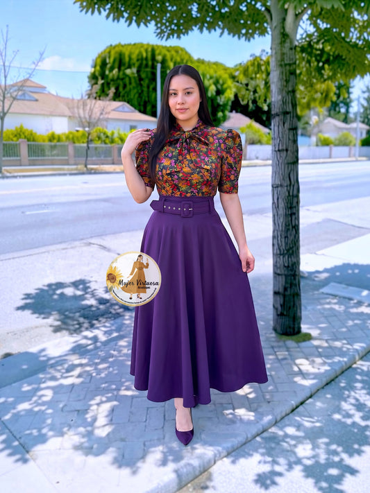 Marina Purple Belted Skirt