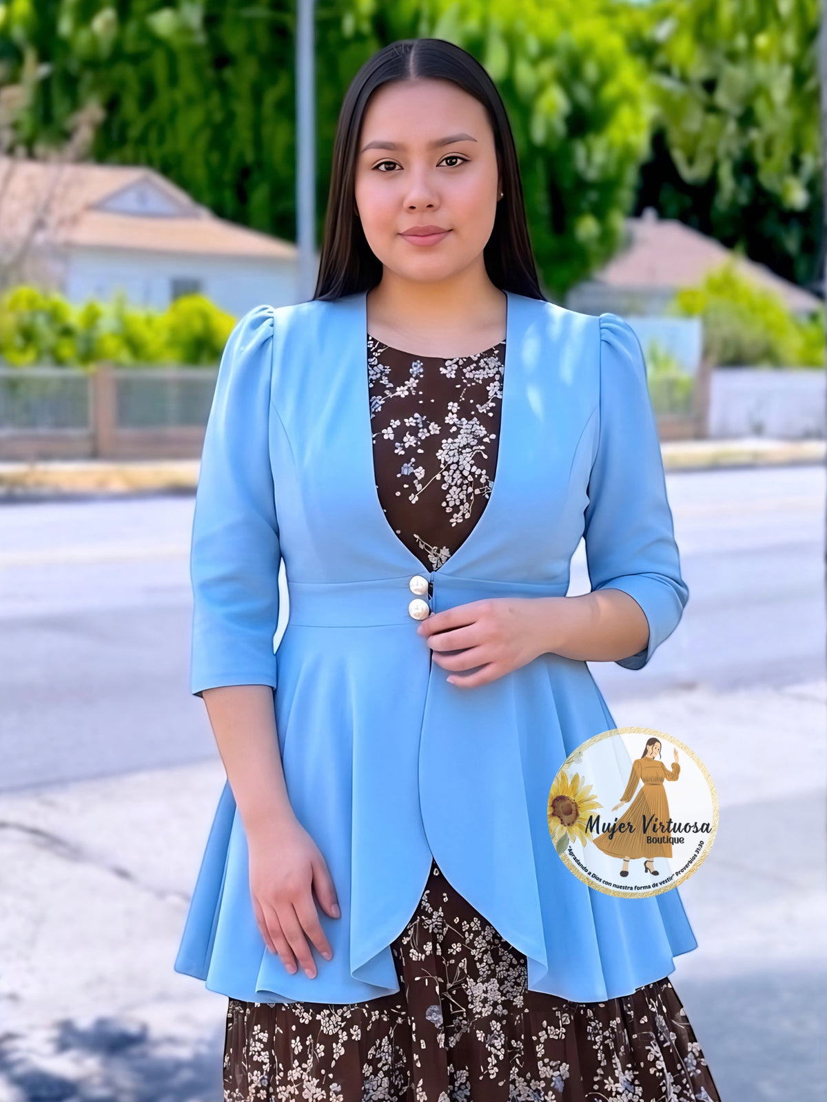 Sky Blue Peplum Blazer