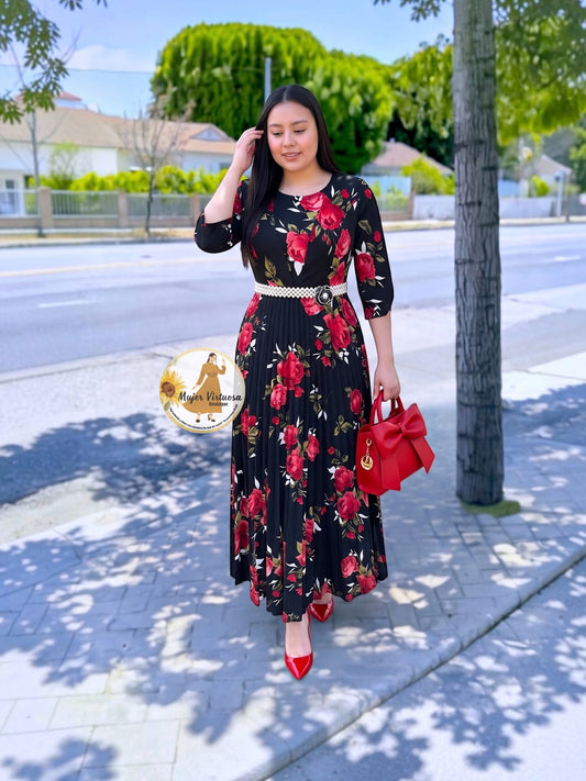 Black & Red Roses Dress