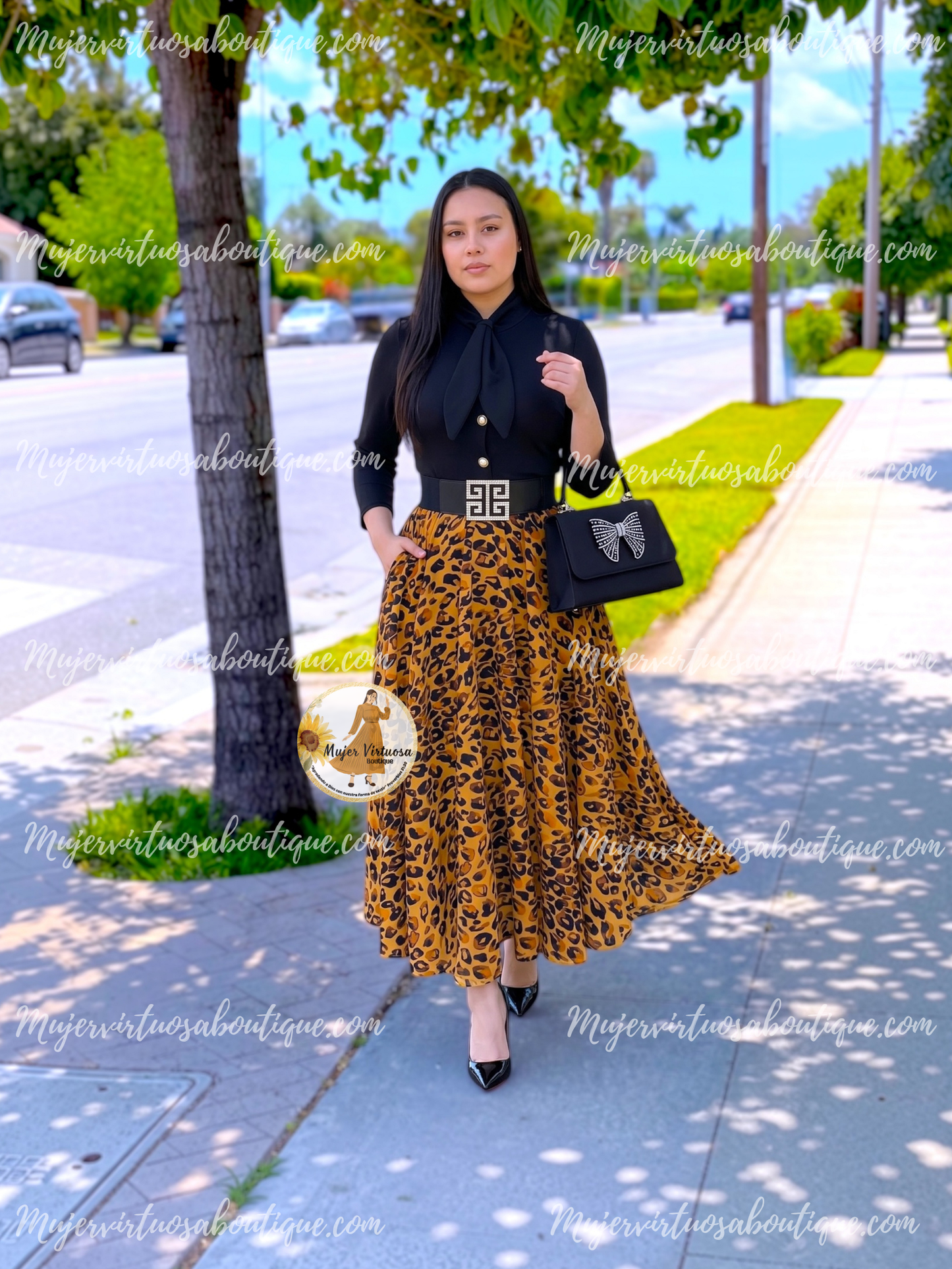 Black & Animal Print Dress