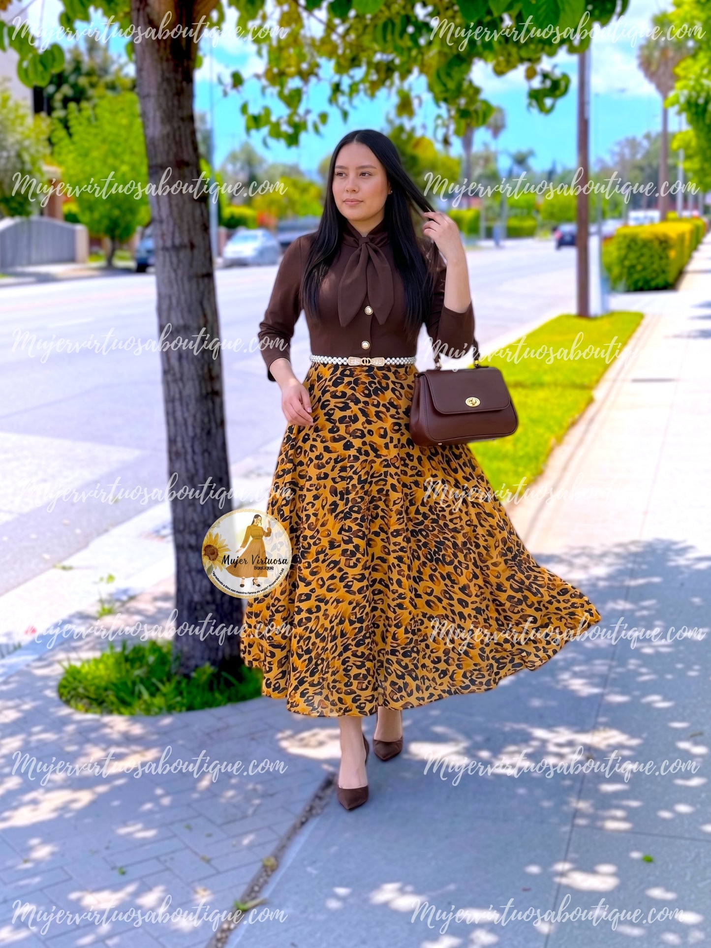 Brown & Animal Print Dress