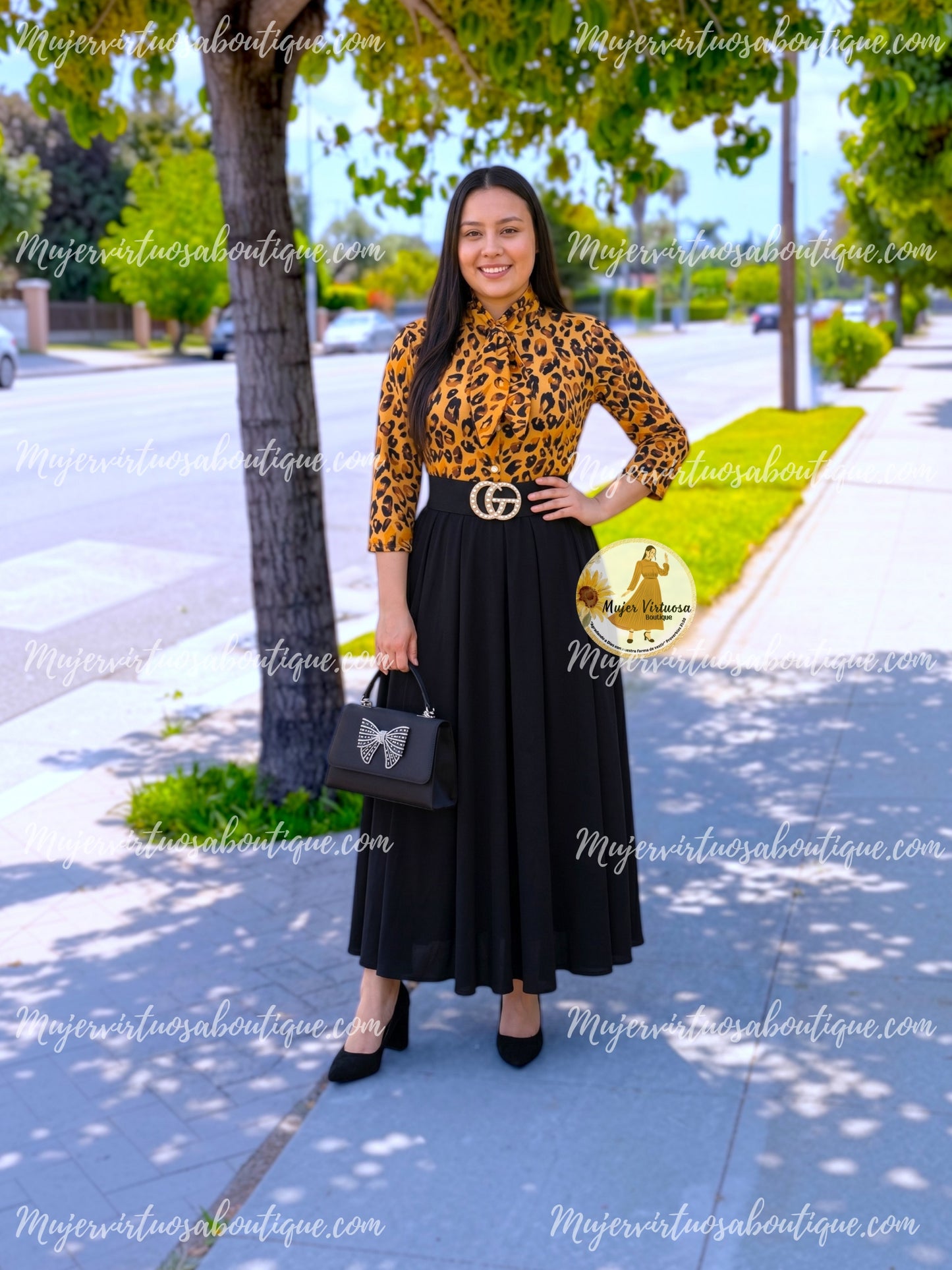 Animal Print & Black Dress