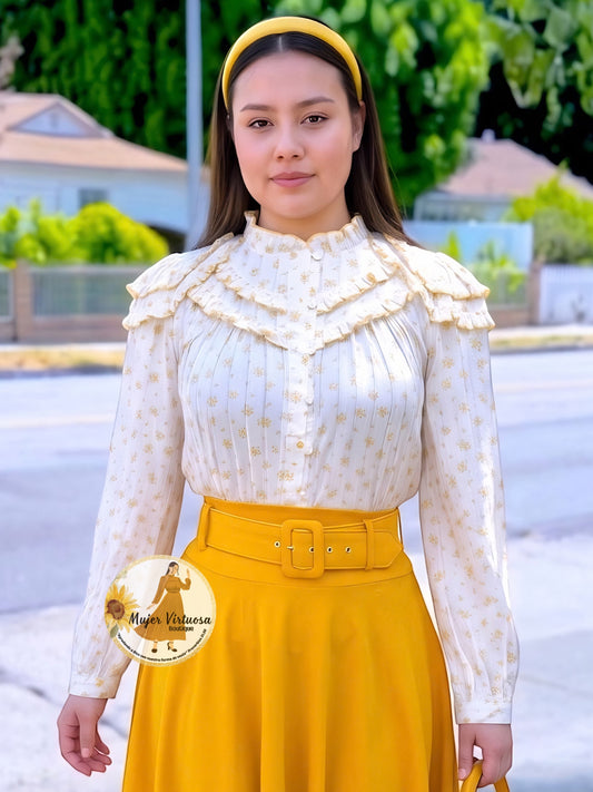 Ivory with Mustard Floral Top
