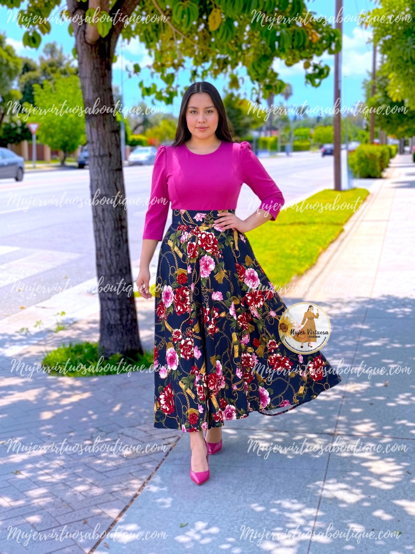 Keyla Pink & Navy Dress