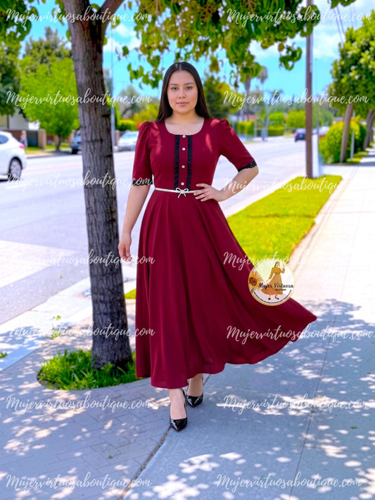 Eleanore Burgundy Dress