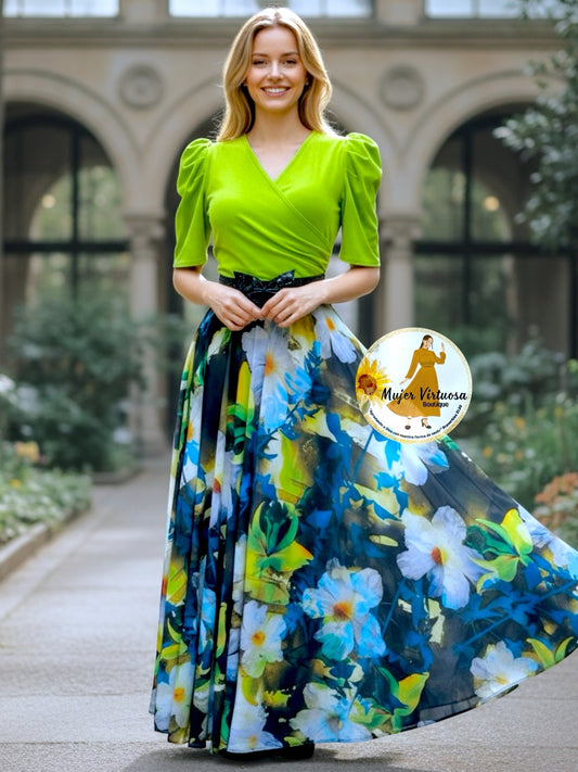 Suri Lime Green Floral Dress