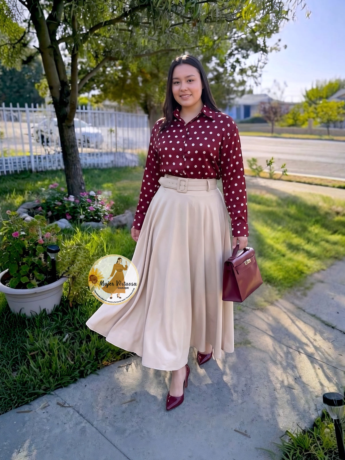 Marina Beige Belted Skirt