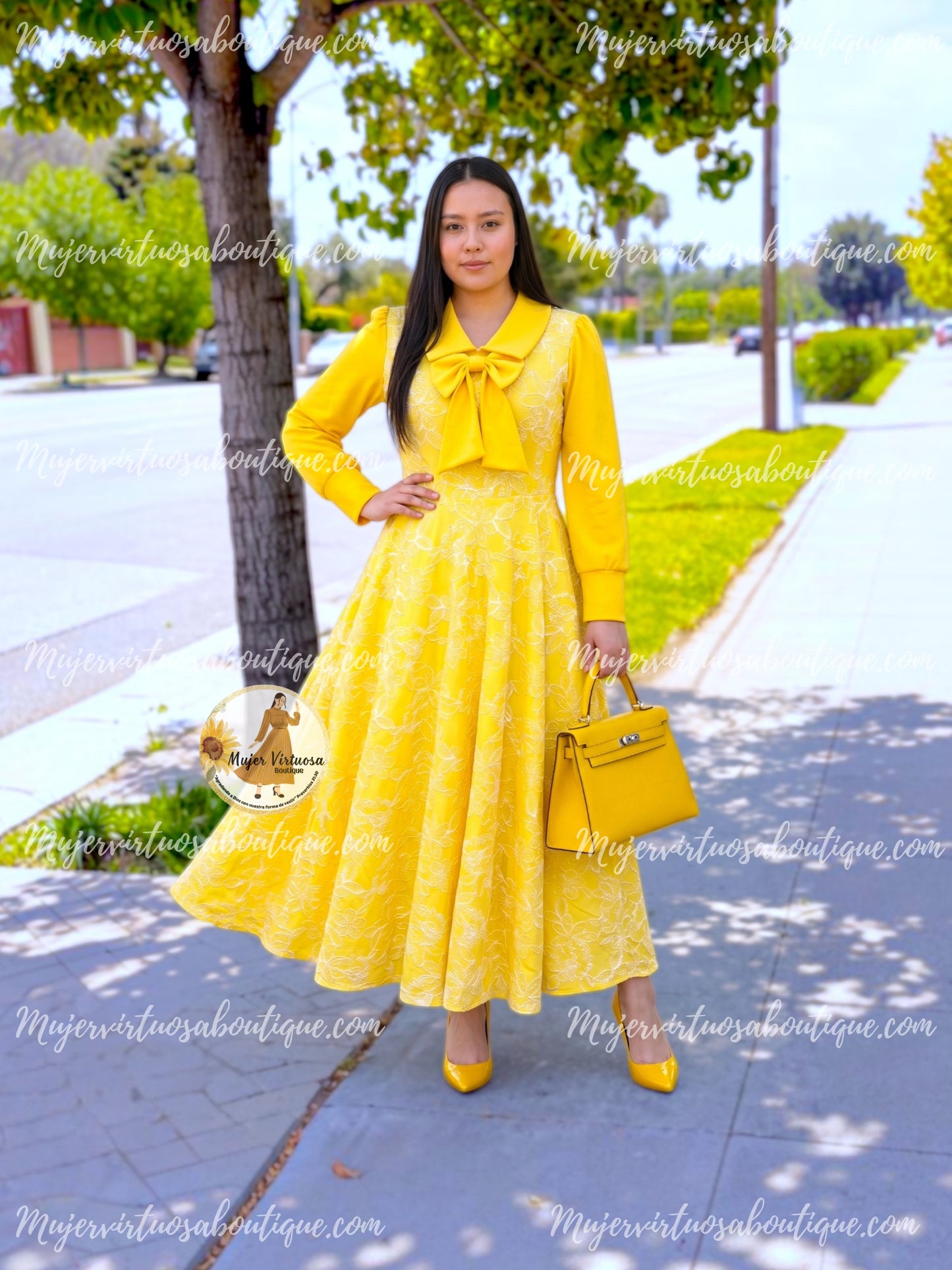 Adara Yellow Embroidered Dress