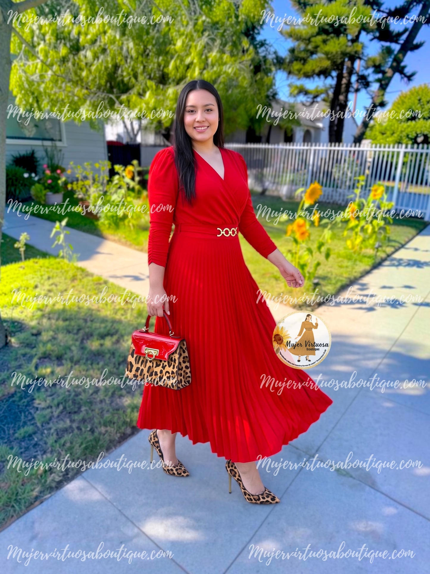 Belen Red Belted Dress