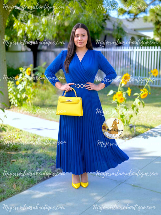 Belen Royal Blue Belted Dress