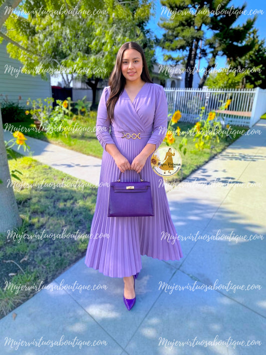 Belen Lilac Belted Dress