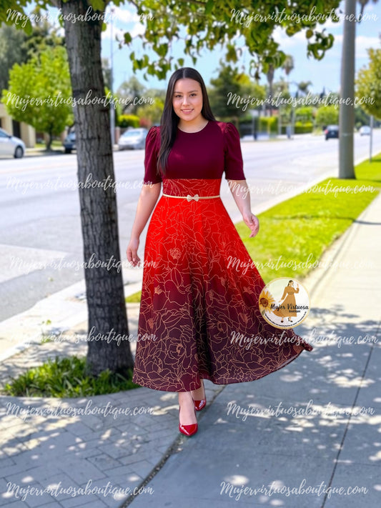 Eliana Wine & Red Ombre Dress