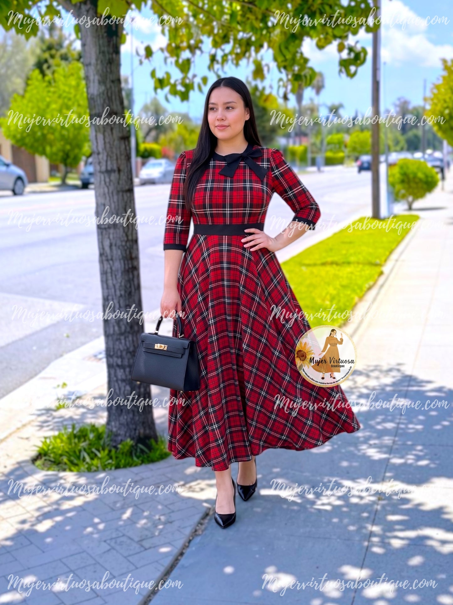 Juliette Red & Black Bow Dress