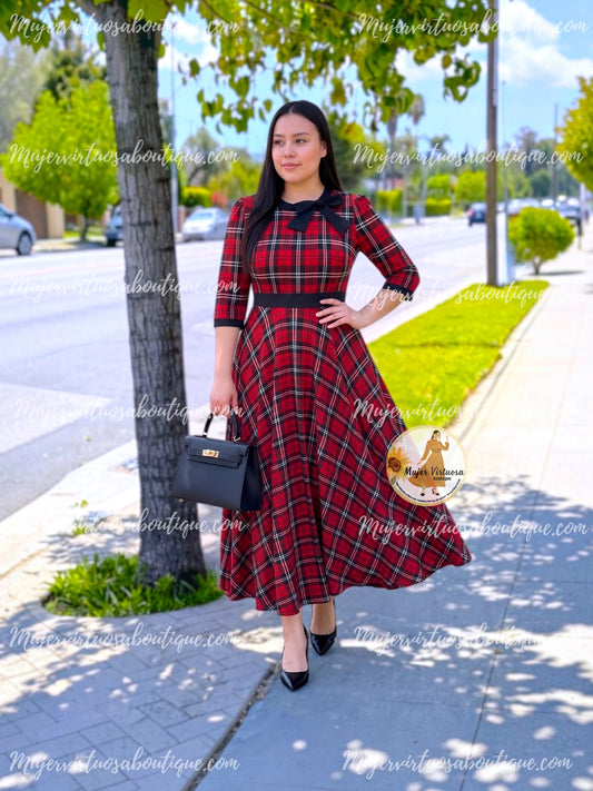 Juliette Red & Black Bow Dress