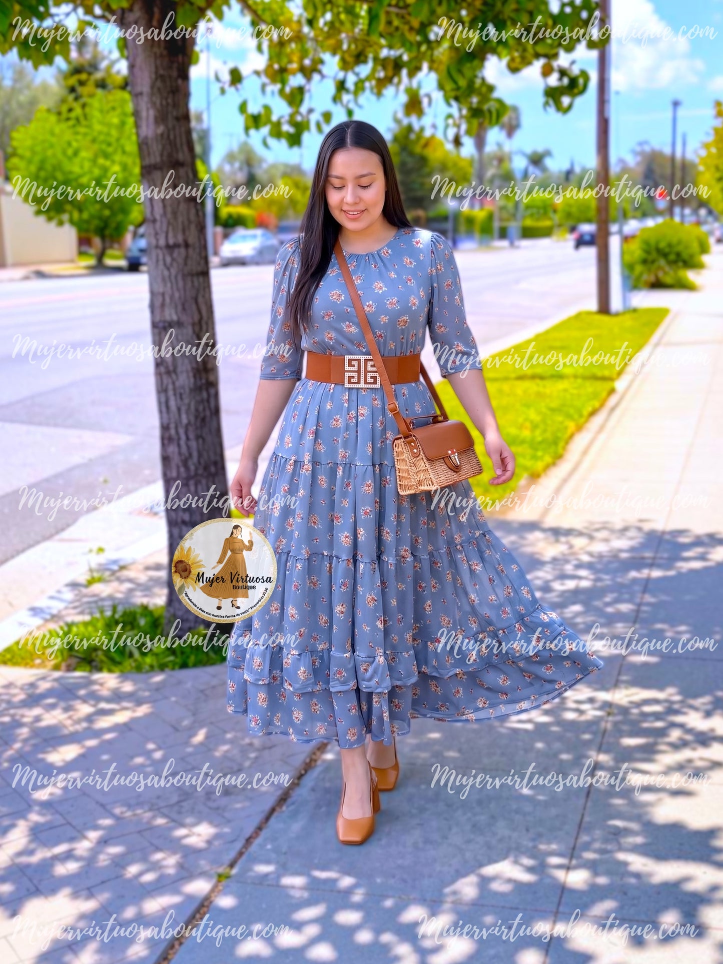 July Denim Blue Floral Dress