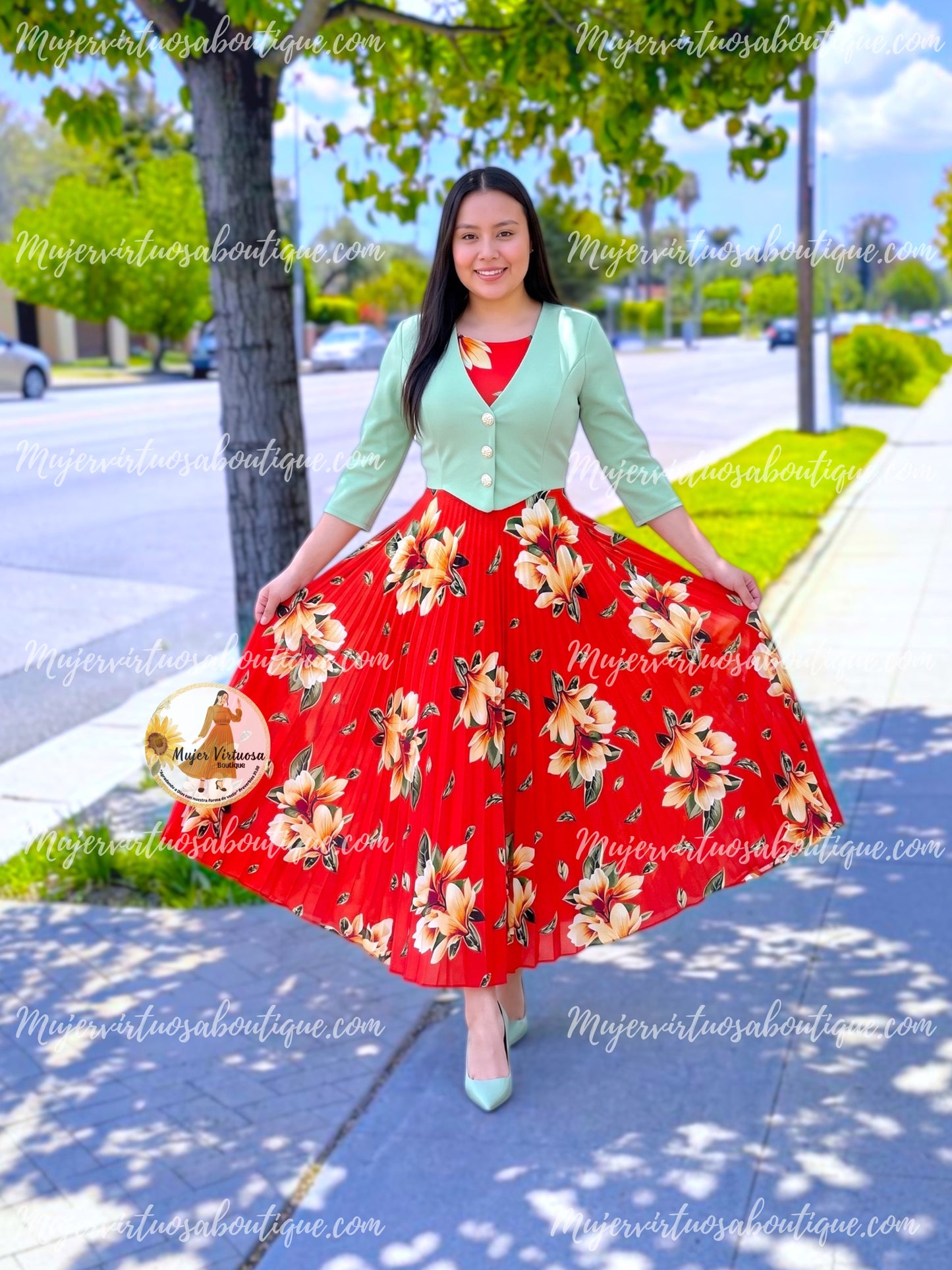 Maggie Mint & Rust Blazer Dress